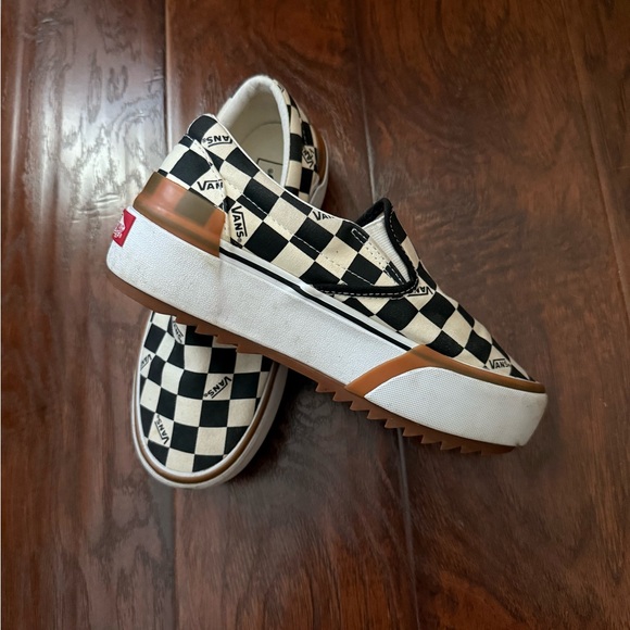 Vans Black and White Checkered Slip-On Sneakers - Picture 3 of 5